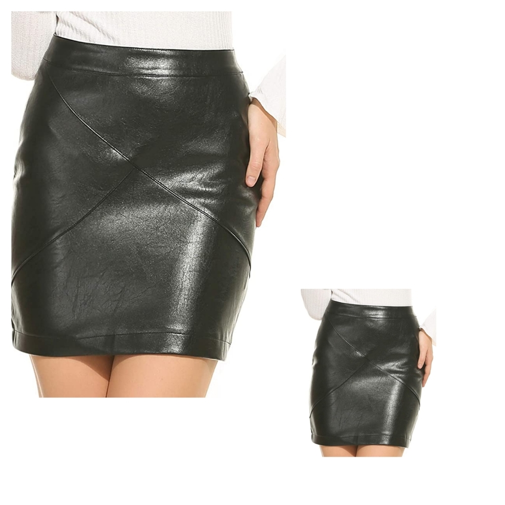 Zeagoo Women Classic High Waisted Faux Leather